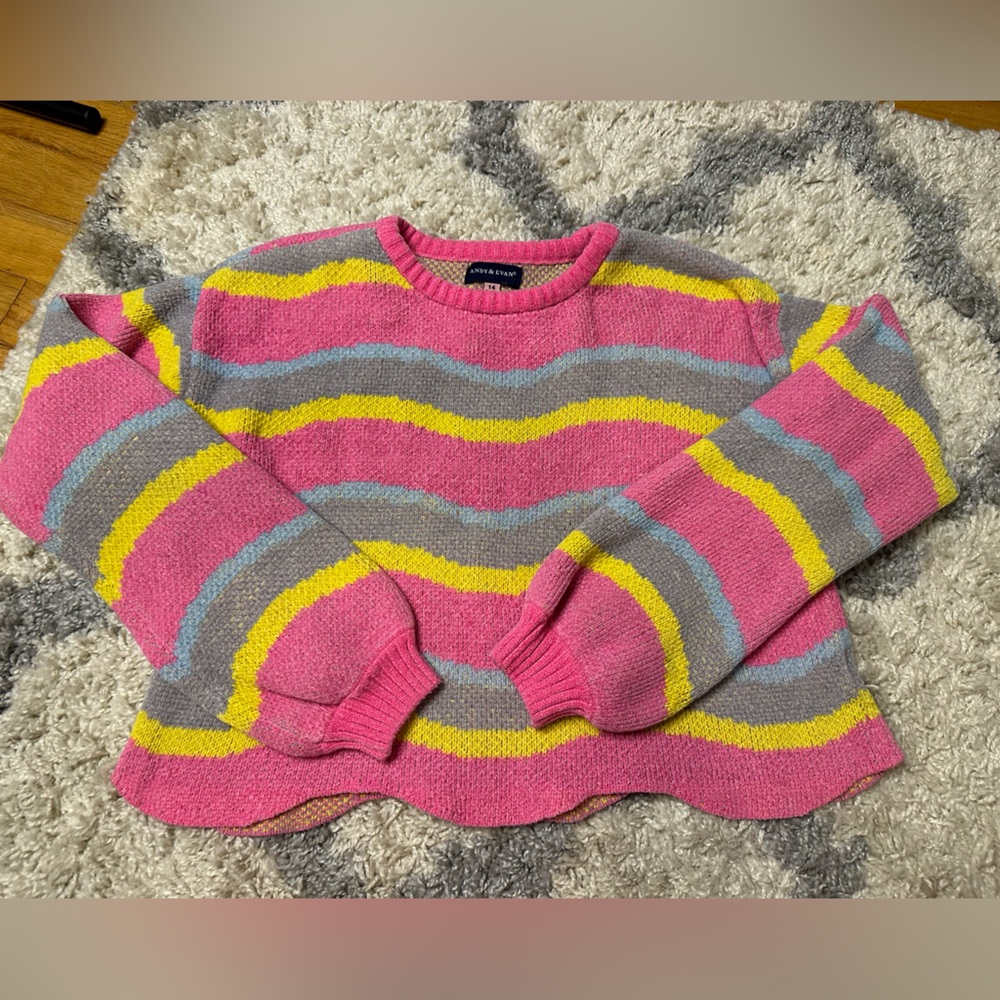 Andy & Evan Pink, Yellow, and Gray Striped Sweater